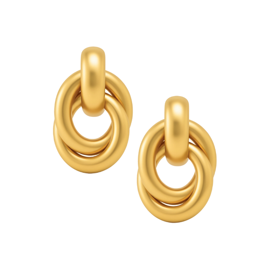 Antonio Papini Interlocking Circle Earrings 18K Yellow Gold