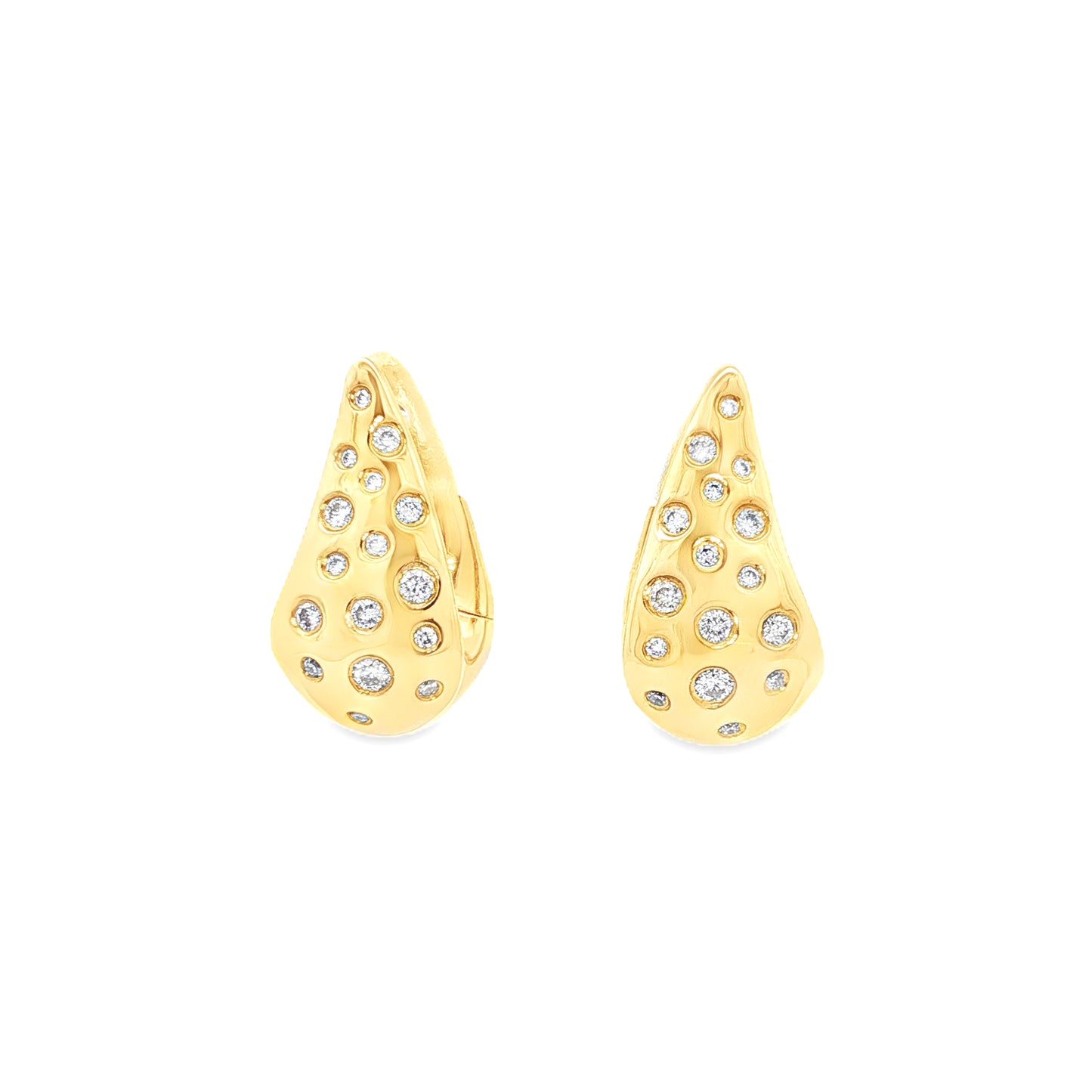 King Jewelers Confetti Diamond Teardrop Earrings 14K Yellow Gold