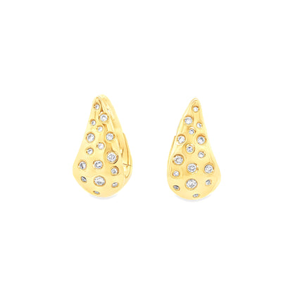 King Jewelers Confetti Diamond Teardrop Earrings 14K Yellow Gold