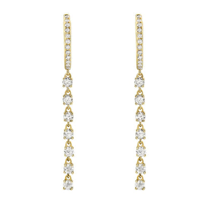 King Jewelers 0.93ct Diamond Drop Earrings 18K Yellow Gold