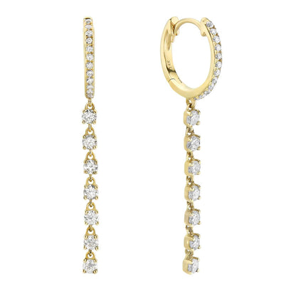 King Jewelers 0.93ct Diamond Drop Earrings 18K Yellow Gold