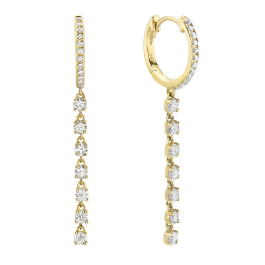 King Jewelers 0.93ct Diamond Drop Earrings 18K Yellow Gold