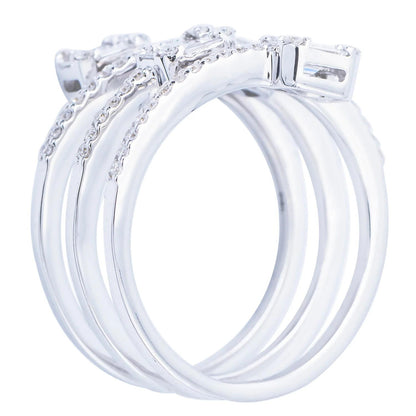 King Jewelers Baugette Diamond Spiral Ring 18K White Gold