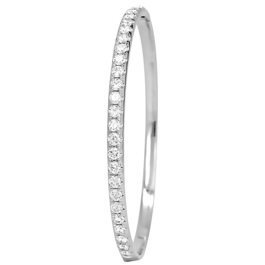 King Jewelers 18K White Gold 3.00ct Diamond Bangle Bracelet