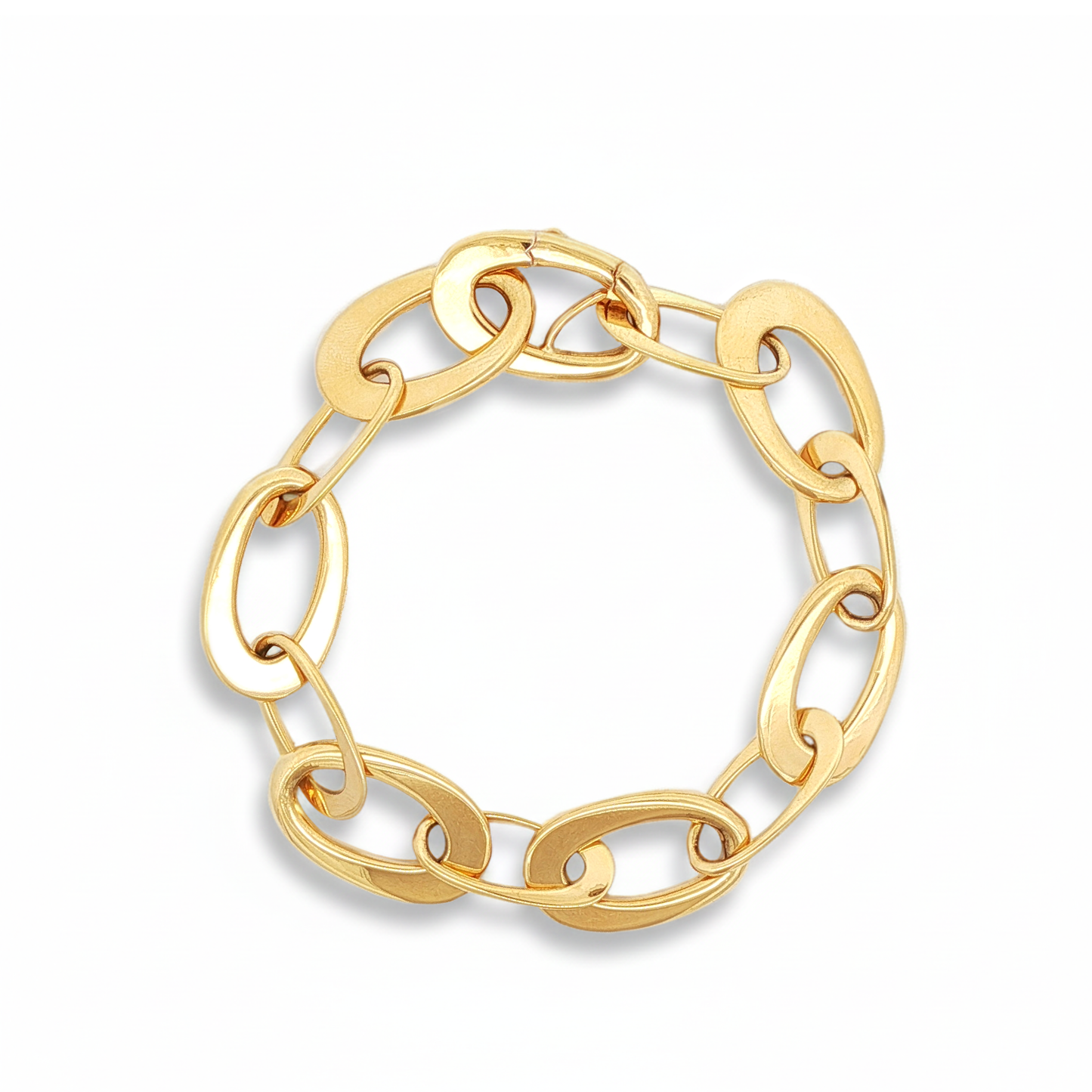 Antnonio Papini Flat Oval Link Bracelet 18K Yellow Gold