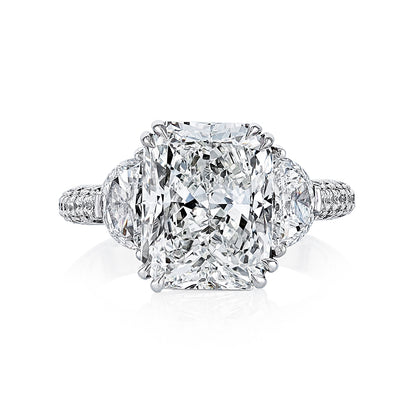 KJ5 Platinum GIA Certified 6.48ct Radiant Cut 3-Stone Diamond Engagement Ring