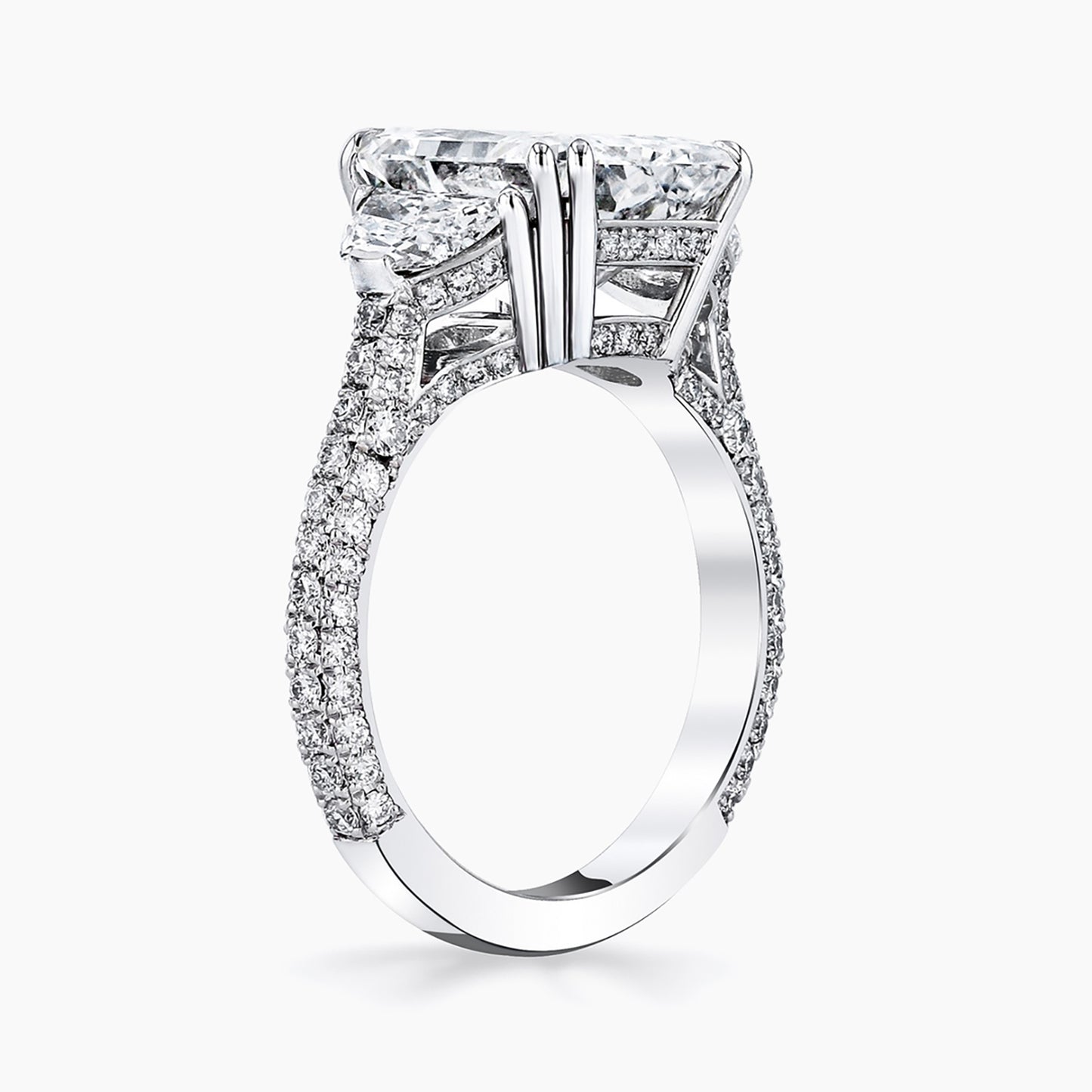 KJ5 Platinum GIA Certified 6.48ct Radiant Cut 3-Stone Diamond Engagement Ring