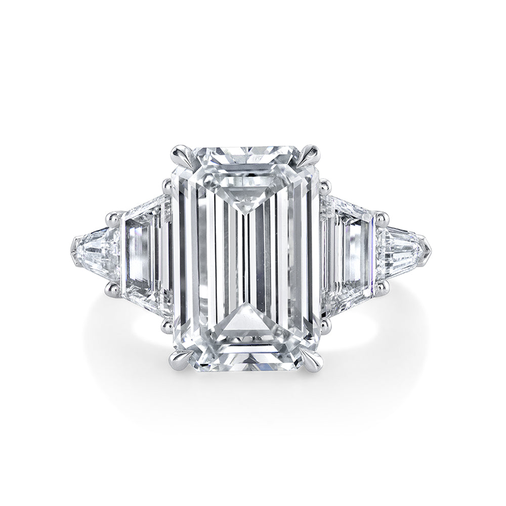 KJ5 GIA Platinum Emerald Cut 5-Stone Diamond Engagement Ring