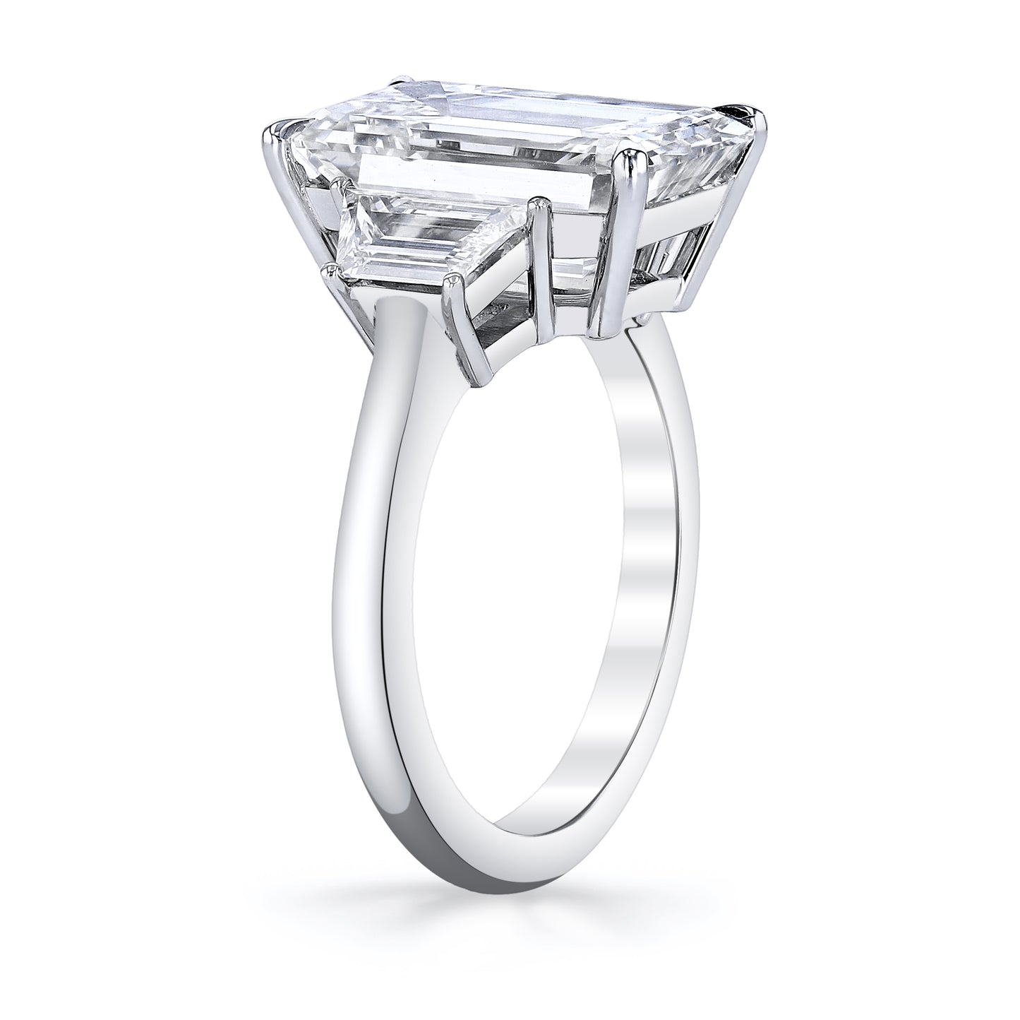 KJ5 Platinum GIA Certified 6.86ct Emerald Cut Three-Stone Diamond Engagement Ring