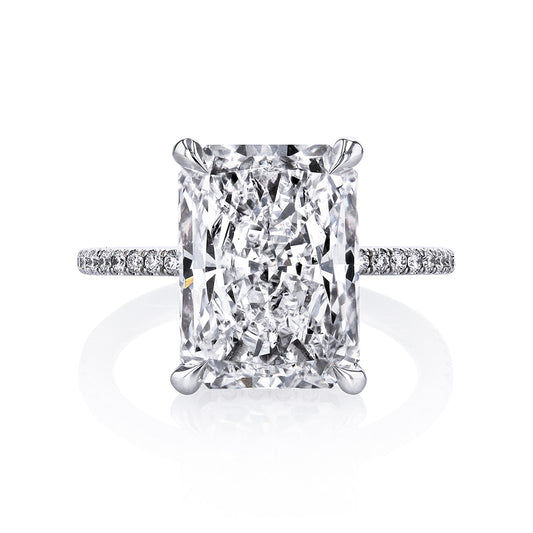 KJ5 Platinum GIA Certified 7.55ct Radiant Cut Classic Diamond Engagement Ring