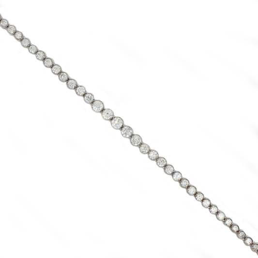 King Jewelers Riviera 14.43ct Bezel Set Diamond Tennis Necklace 18K White Gold
