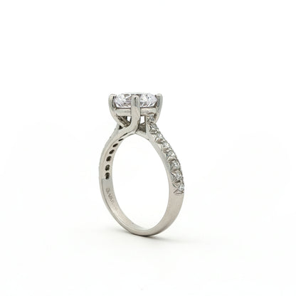 KJ5 Platinum French Pavé Round Diamond Engagement Ring Mounting