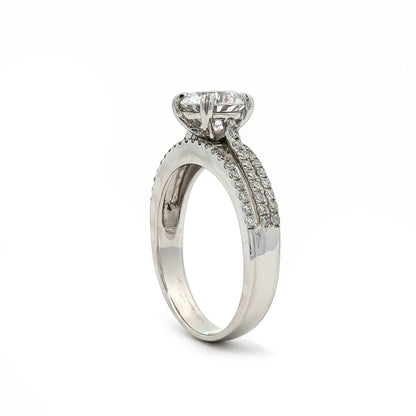 KJ5 18K White Gold Triple Row Round Diamond Engagement Ring Mounting