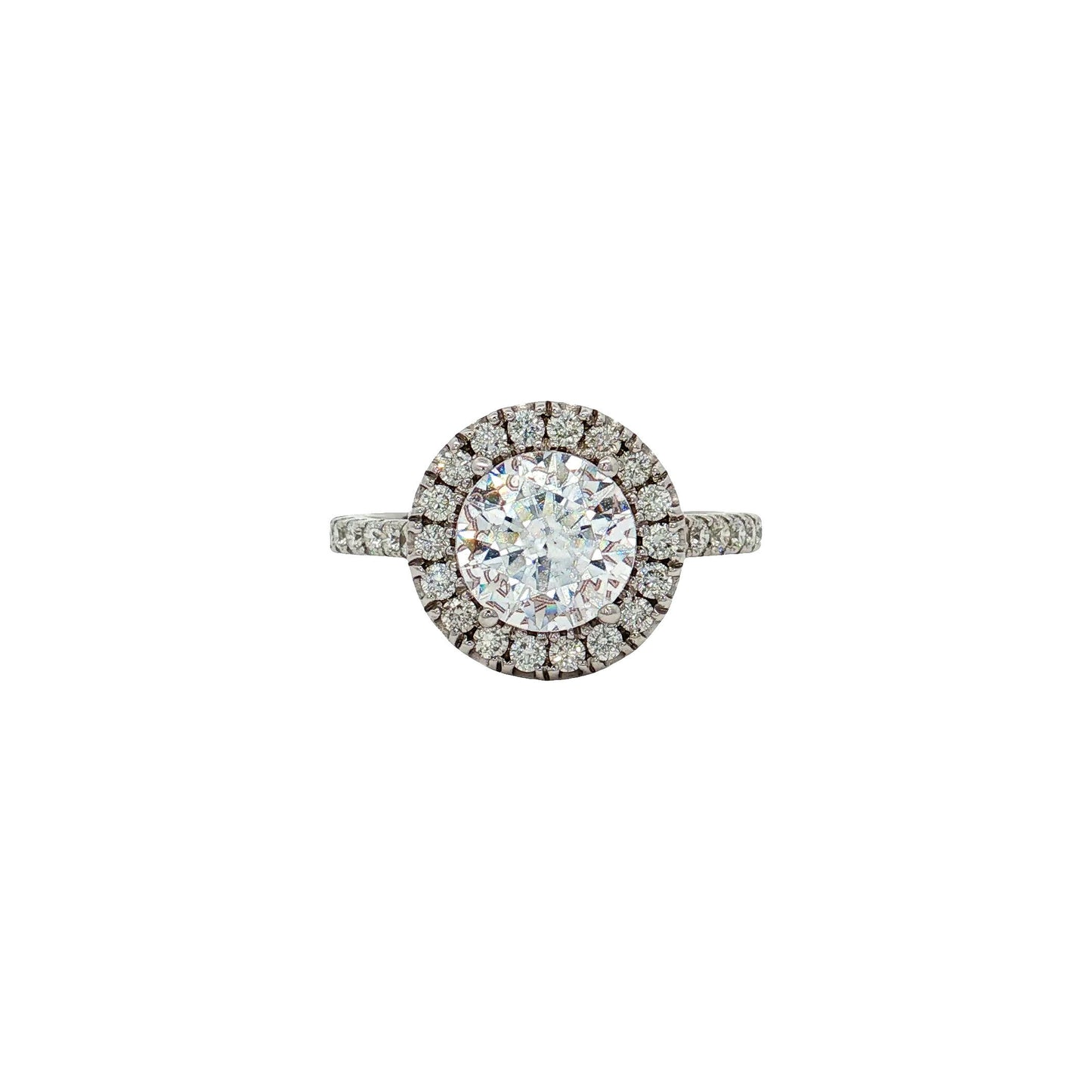 KJ5 18K White Gold Round Diamond Halo Engagement Ring Mounting