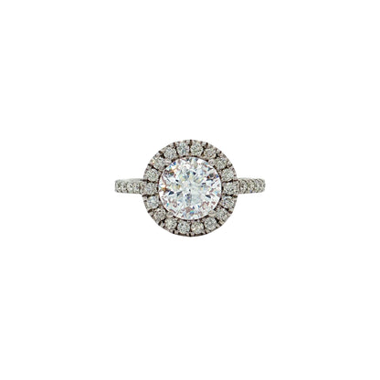 KJ5 18K White Gold Round Diamond Halo Engagement Ring Mounting