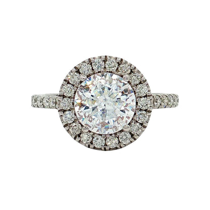 KJ5 18K White Gold Round Diamond Halo Engagement Ring Mounting