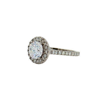 KJ5 18K White Gold Round Diamond Halo Engagement Ring Mounting