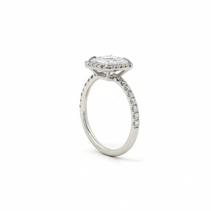 KJ5 18K White Gold Radiant Cut Diamond Halo Engagement Ring Mounting