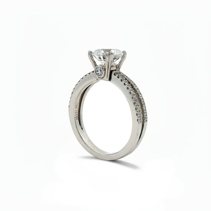 KJ5 18K White Gold Double Shank Round Diamond Engagement Ring Mounting