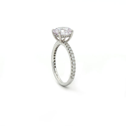 King Jewelers 14K White Gold Pavé Round Diamond Engagement Ring Mounting