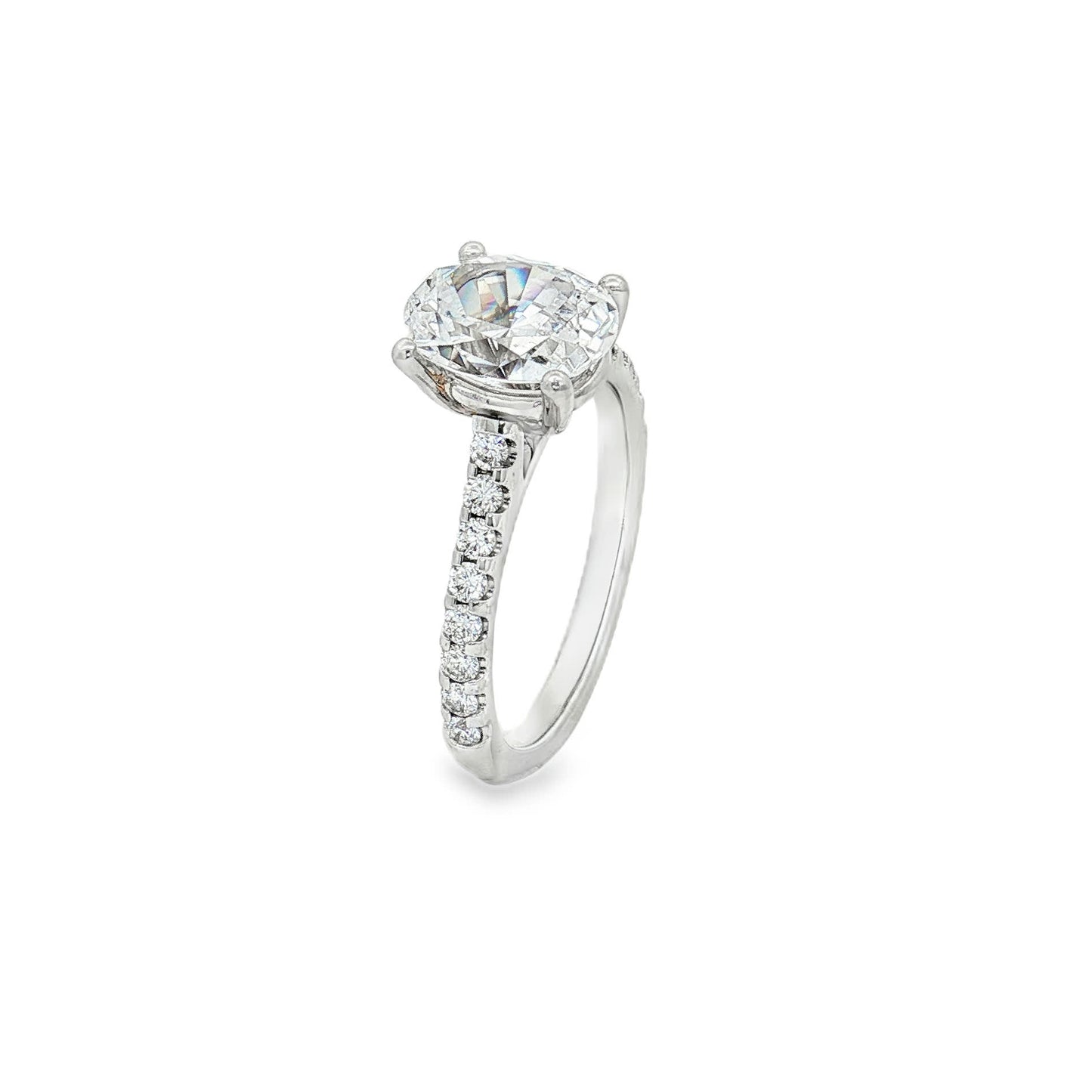 KJ5 Platinum 0.32ct Pavé Oval Diamond Engagement Ring Mounting