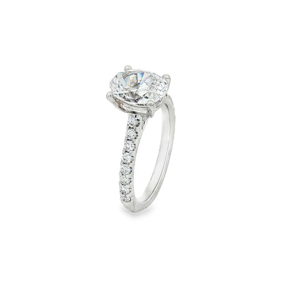 KJ5 Platinum 0.32ct Pavé Oval Diamond Engagement Ring Mounting