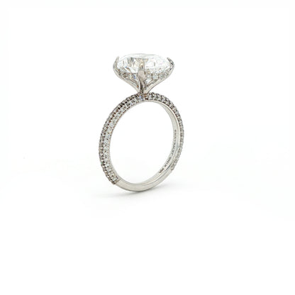 KJ5 18K White Gold Double Pavé Oval Diamond Engagement Ring Mounting