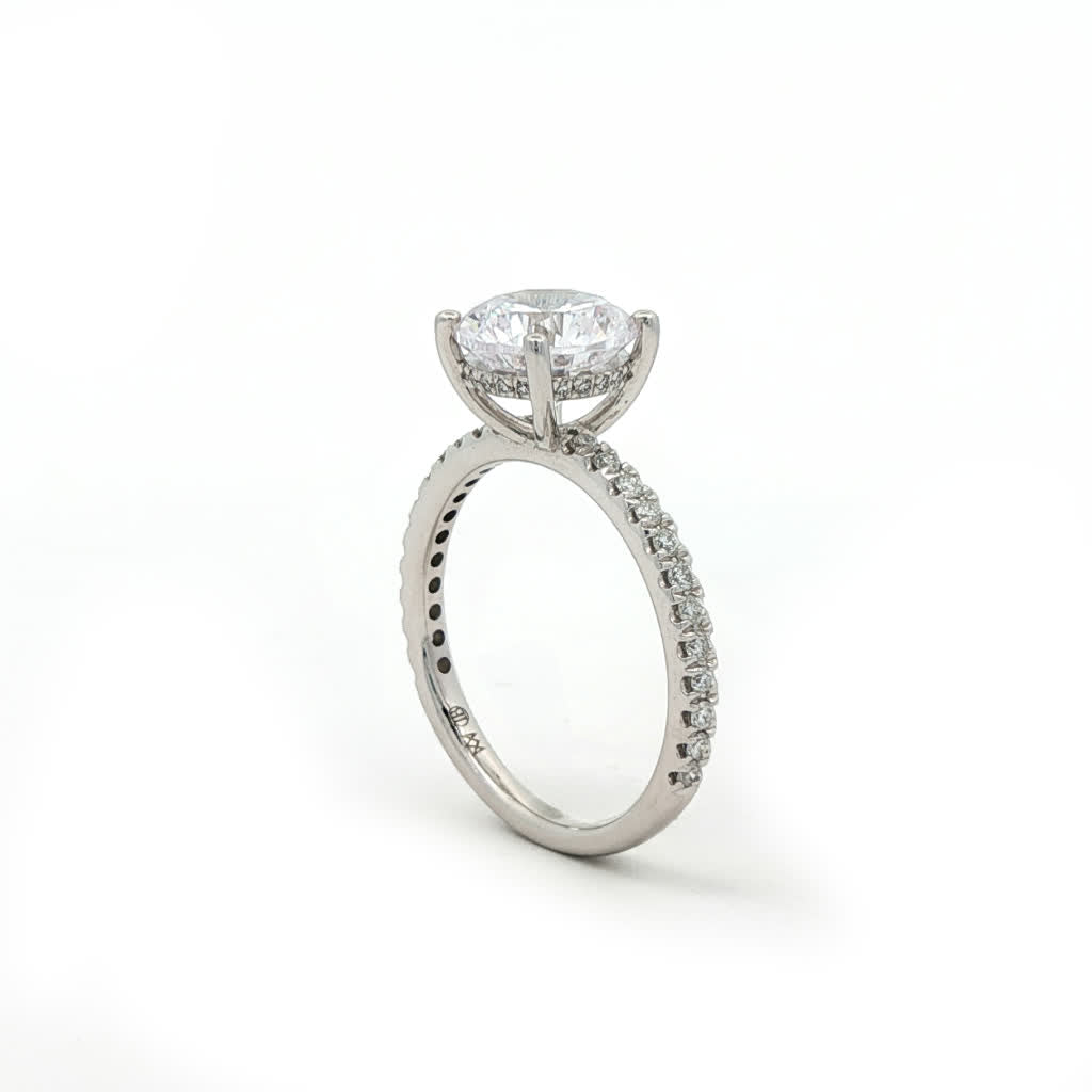 KJ5 14K White Gold Pavé Round Diamond Engagement Ring Mounting
