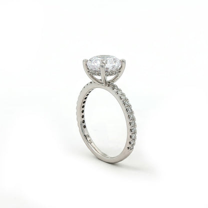 KJ5 14K White Gold Pavé Round Diamond Engagement Ring Mounting