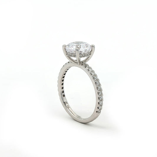 KJ5 14K White Gold Pavé Round Diamond Engagement Ring Mounting