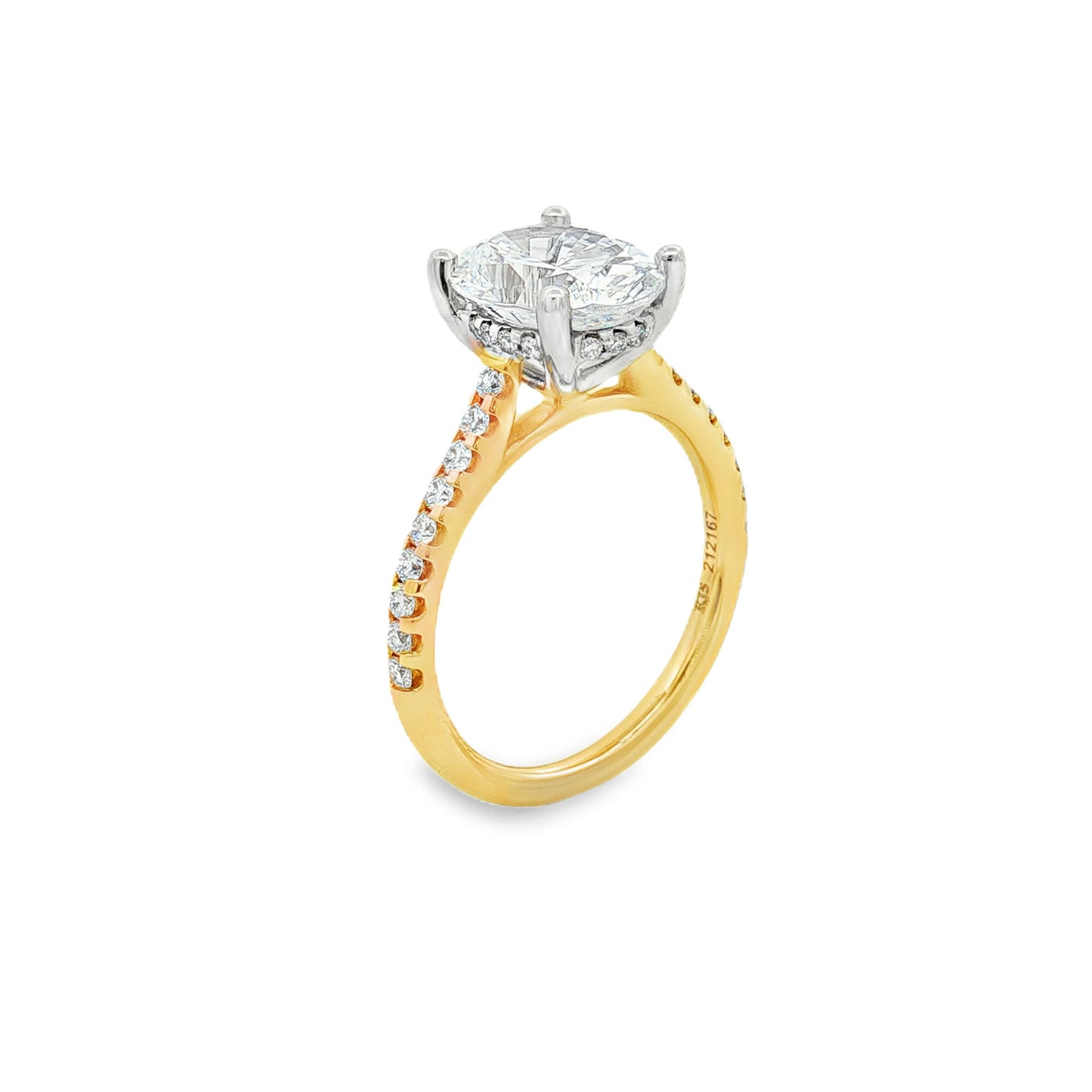 KJ5 18K Yellow Gold Oval 0.34ct Pave Diamond Engagement Ring Mounting