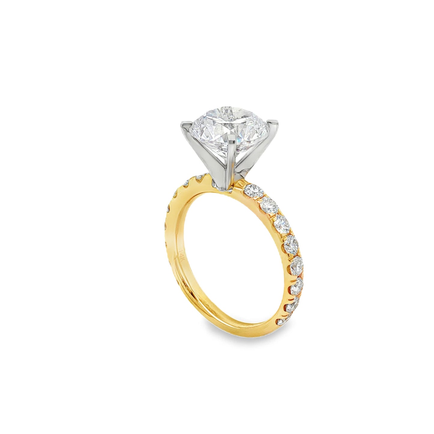 KJ5 14K Yellow Gold Pavé Round Diamond Engagement Ring Mounting