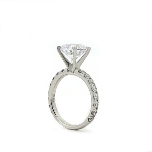 KJ5 Platinum Pavé Round Diamond 1ct Engagement Ring Mounting