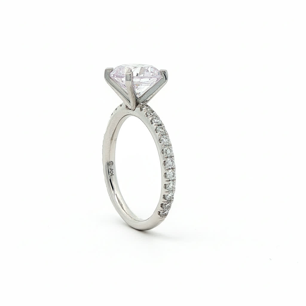 KJ5 Platinum Pavé Round Diamond 0.50ct Engagement Ring Mounting