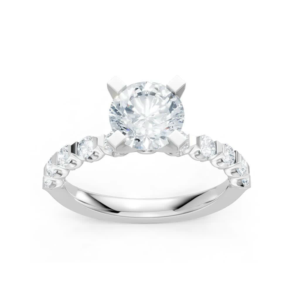 KJ5 Platinum Pavé Round Diamond 0.80ct Engagement Ring Mounting