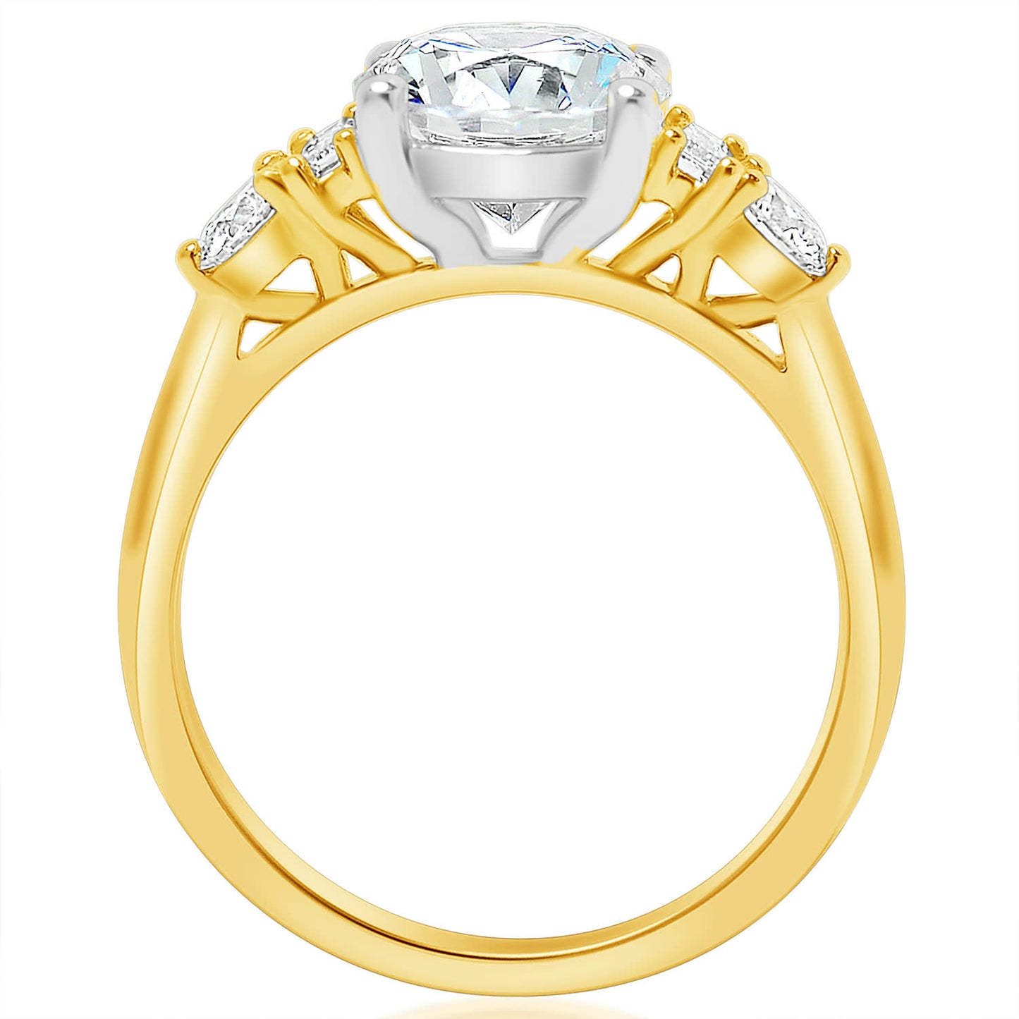 KJ5 14K Yellow Gold Round Diamond 5 Stone Engagement Ring Mounting
