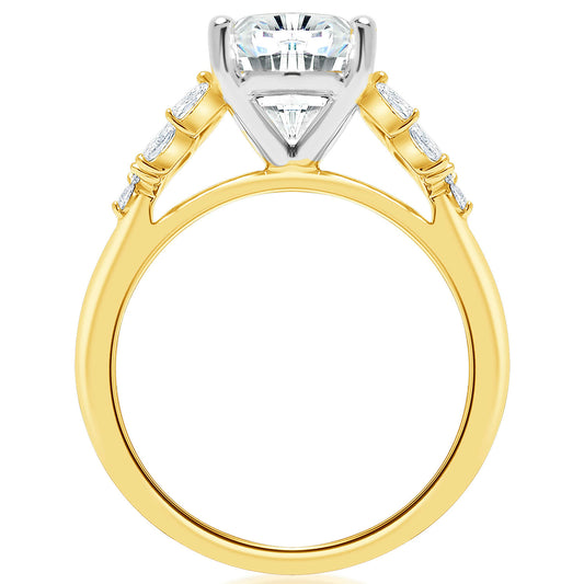 KJ5 14K Yellow Gold Oval Diamond Floral Cluster Engagement Ring Mounting