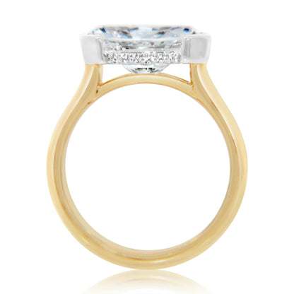 KJ5 14K Yellow Gold East-West Oval Diamond Half Bezel Engagement Ring Mounting