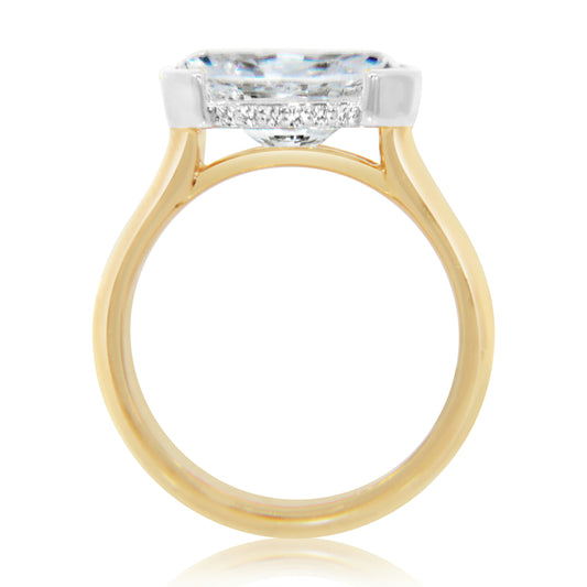 KJ5 14K Yellow Gold East-West Oval Diamond Half Bezel Engagement Ring Mounting