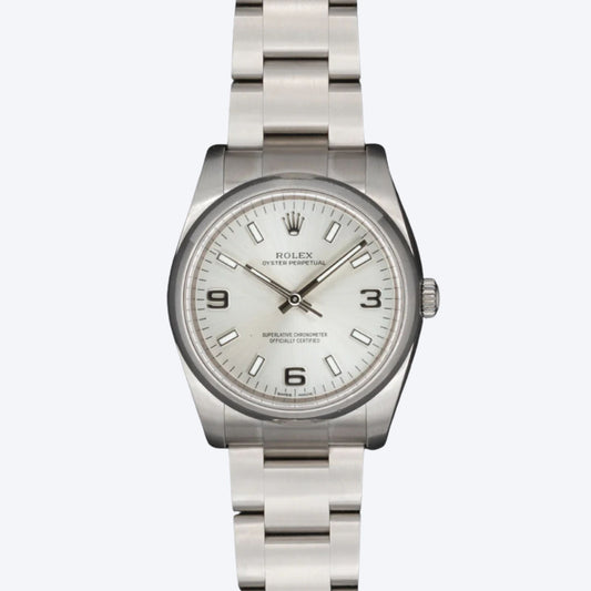 Pre Owned Rolex Oyster Perpetual 34 Stainless Steel Silver Dial