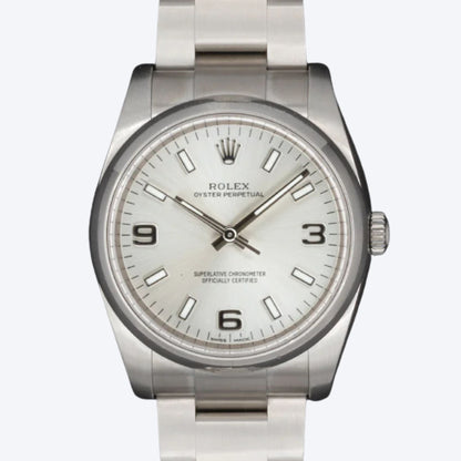 Pre Owned Rolex Oyster Perpetual 34 Stainless Steel Silver Dial