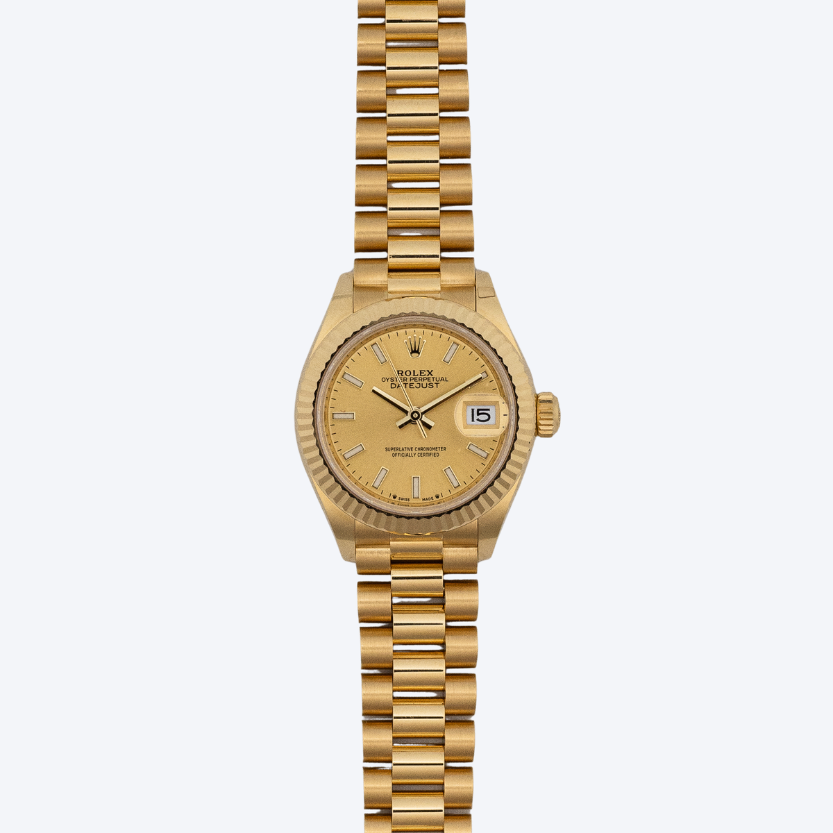 Pre Owned Rolex Datejust 28 Yellow Gold Champagne Dial