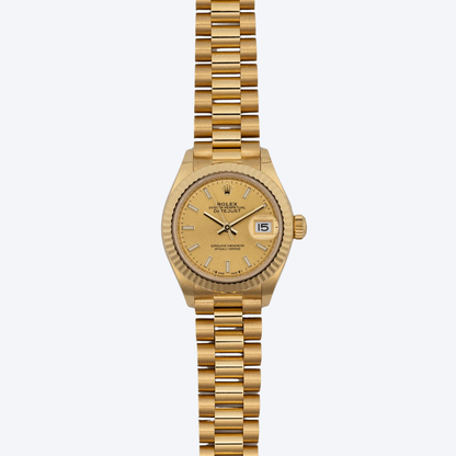 Pre Owned Rolex Datejust 28 Yellow Gold Champagne Dial