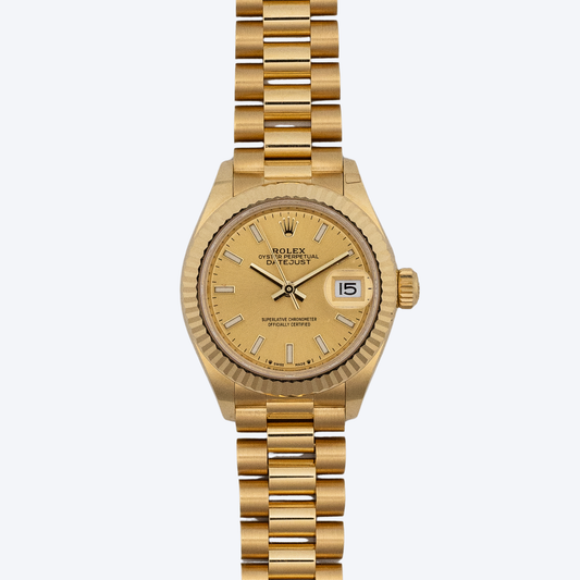 Pre Owned Rolex Datejust 28 Yellow Gold Champagne Dial - view 2