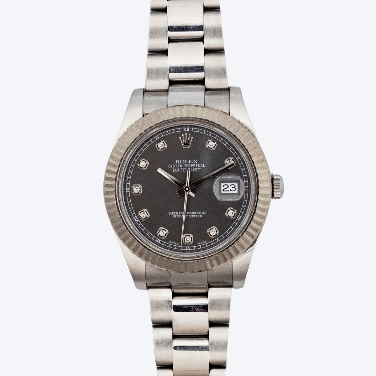 Pre Owned Rolex Datejust II Stainless Steel and White Gold Rhodium Diamond Dial - view 2