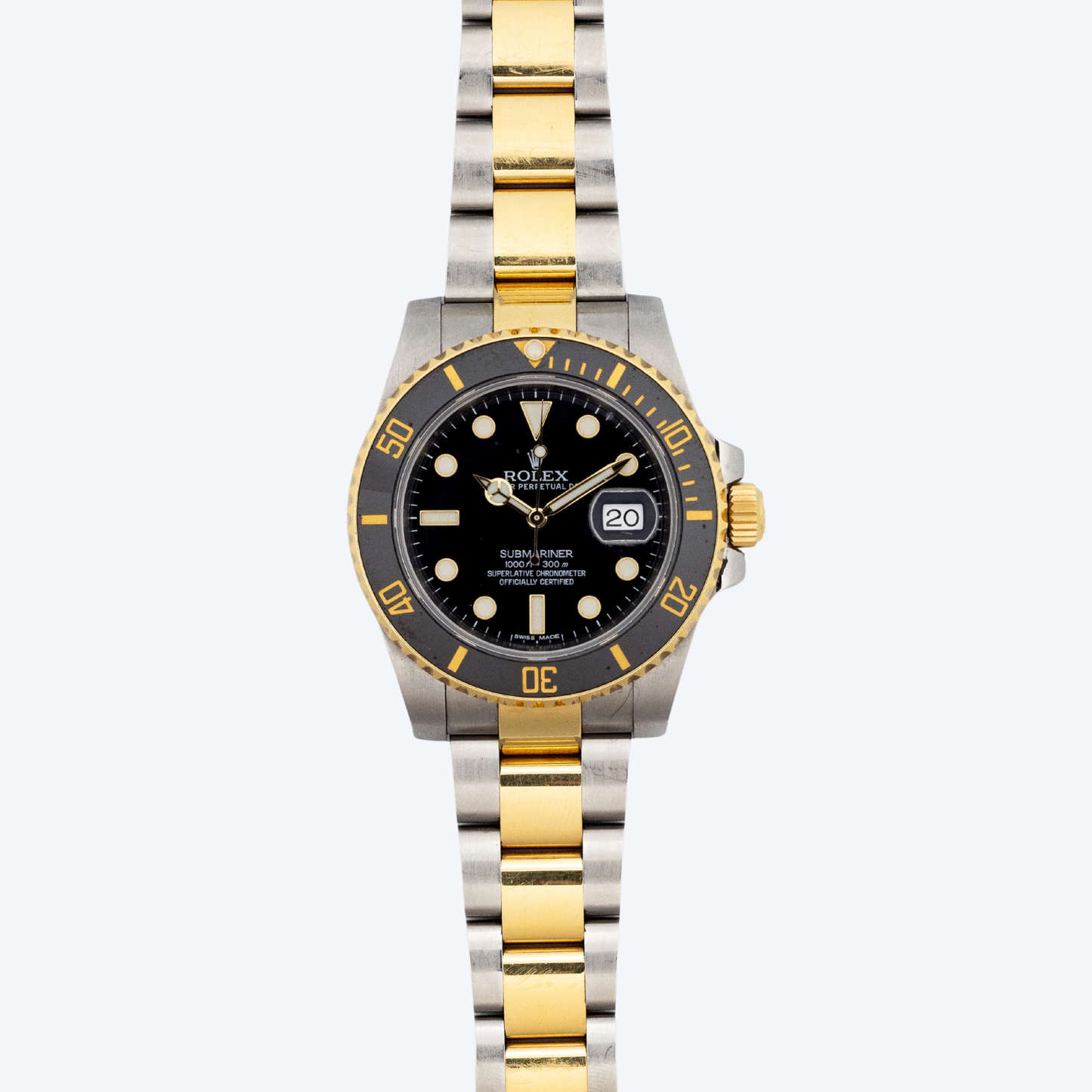 Pre Owned Rolex Submariner Date Stainless Steel and Yellow Gold Black Dial