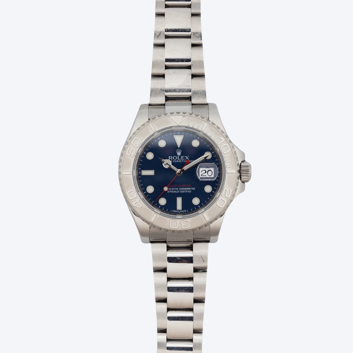 Pre Owned Rolex Yacht-Master 40 Stainless Steel and Platinum Blue Dial