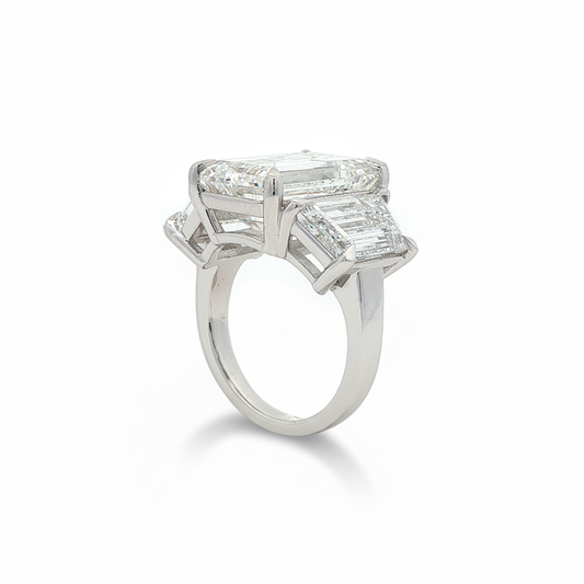 Ella Rose Platinum IGI Certified Emerald Cut 3-Stone Lab-Grown Diamond Engagement Ring
