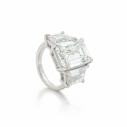 Ella Rose Platinum IGI Certified Emerald Cut 3-Stone Lab-Grown Diamond Engagement Ring