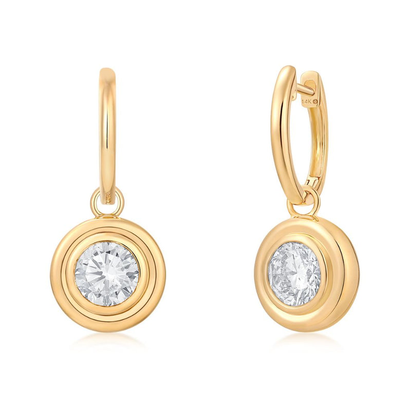 Ella Rose 2 Carat Lab-Grown Diamond Hoop Drop Earrings 14K Yellow Gold